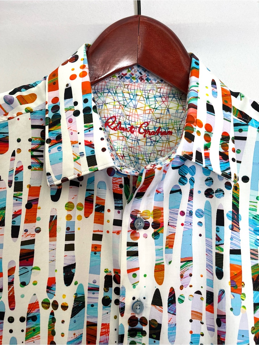 Robert Graham Bright Surfboard Dots Short Sleeve Shirt 1XL-Big